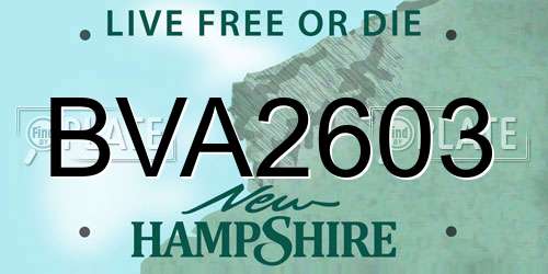 BVA2603 New Hampshire License Plate