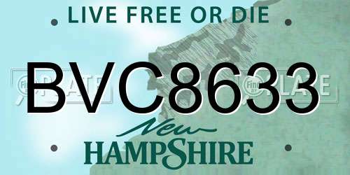 BVC8633 New Hampshire License Plate