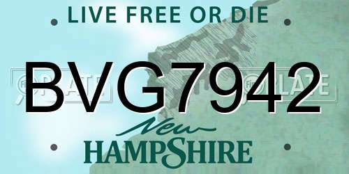 BVG7942 New Hampshire License Plate