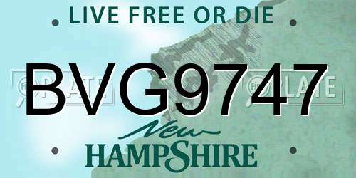 BVG9747 New Hampshire License Plate