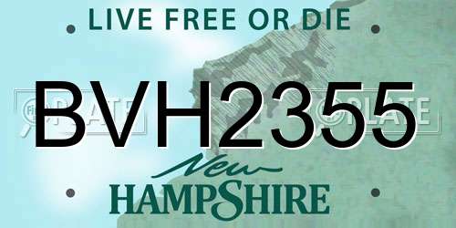 BVH2355 New Hampshire License Plate