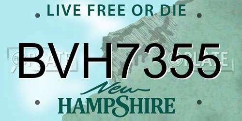 BVH7355 New Hampshire License Plate