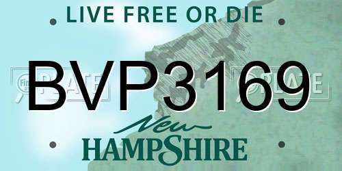 BVP3169 New Hampshire License Plate