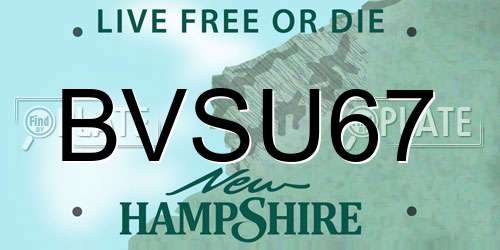 BVSU67 New Hampshire License Plate