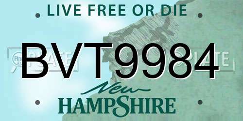 BVT9984 New Hampshire License Plate