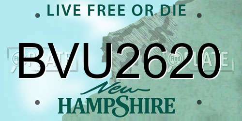 BVU2620 New Hampshire License Plate