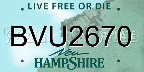 BVU2670 New Hampshire License Plate