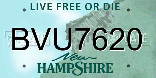BVU7620 New Hampshire License Plate
