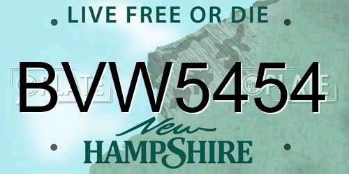 BVW5454 New Hampshire License Plate