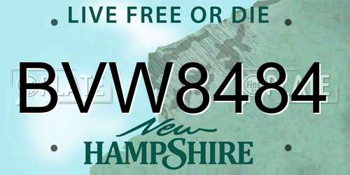 BVW8484 New Hampshire License Plate