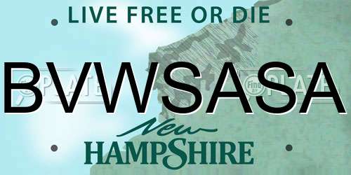 BVWSASA New Hampshire License Plate
