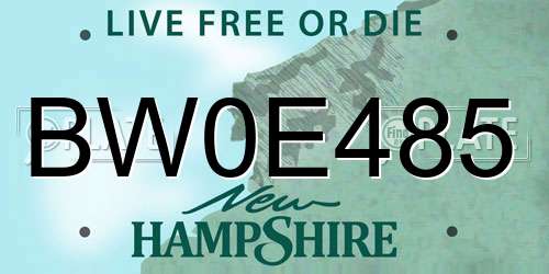 BW0E485 New Hampshire License Plate