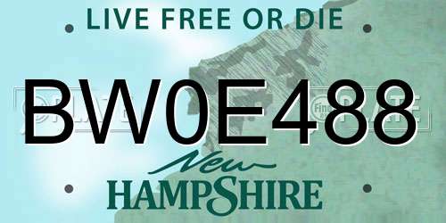 BW0E488 New Hampshire License Plate