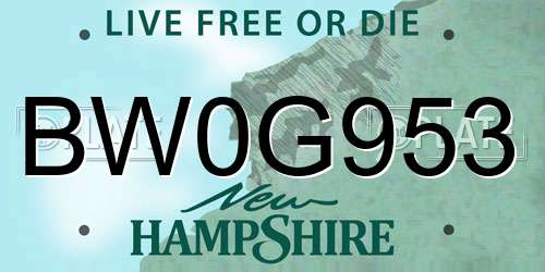 BW0G953 New Hampshire License Plate