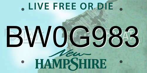 BW0G983 New Hampshire License Plate