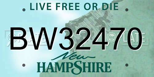 BW32470 New Hampshire License Plate