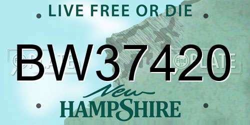 BW37420 New Hampshire License Plate