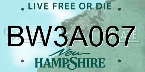 BW3A067 New Hampshire License Plate