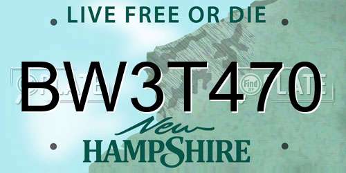 BW3T470 New Hampshire License Plate