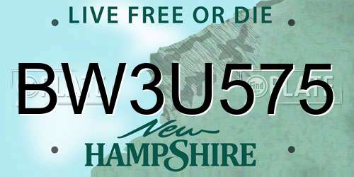 BW3U575 New Hampshire License Plate