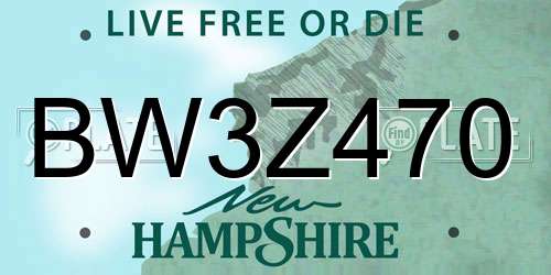 BW3Z470 New Hampshire License Plate
