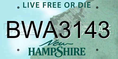 BWA3143 New Hampshire License Plate