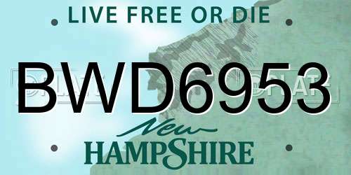 BWD6953 New Hampshire License Plate