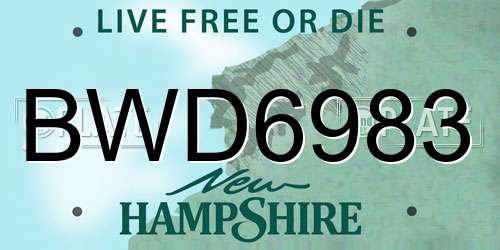 BWD6983 New Hampshire License Plate