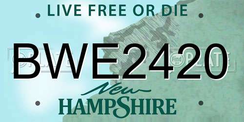 BWE2420 New Hampshire License Plate