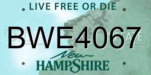 BWE4067 New Hampshire License Plate