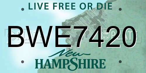 BWE7420 New Hampshire License Plate