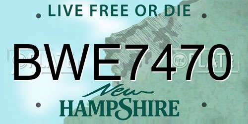 BWE7470 New Hampshire License Plate