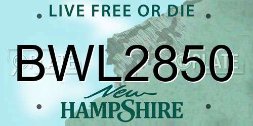 BWL2850 New Hampshire License Plate