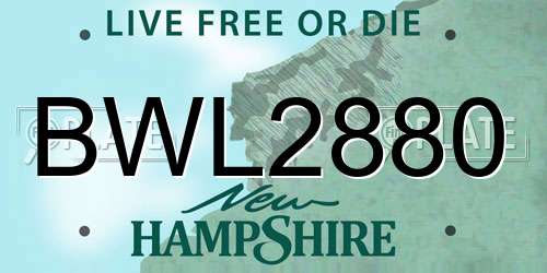 BWL2880 New Hampshire License Plate
