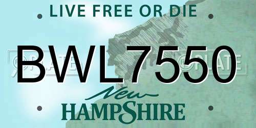 BWL7550 New Hampshire License Plate