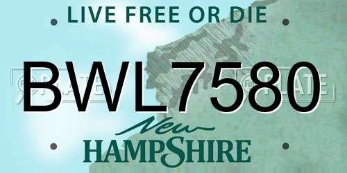 BWL7580 New Hampshire License Plate
