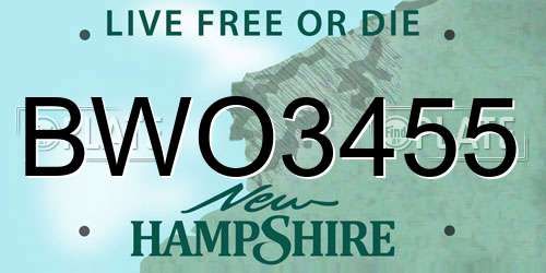 BWO3455 New Hampshire License Plate