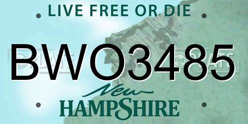 BWO3485 New Hampshire License Plate