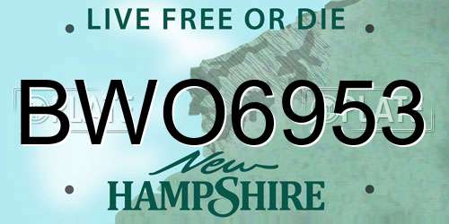 BWO6953 New Hampshire License Plate