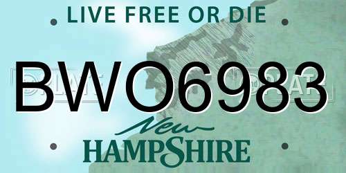 BWO6983 New Hampshire License Plate