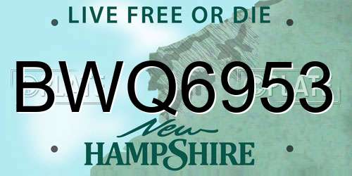 BWQ6953 New Hampshire License Plate