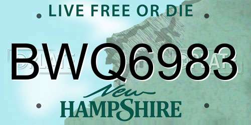 BWQ6983 New Hampshire License Plate