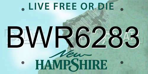 BWR6283 New Hampshire License Plate