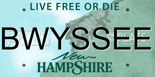 BWYSSEE New Hampshire License Plate