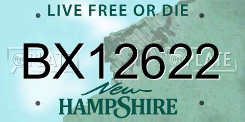 BX12622 New Hampshire License Plate