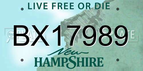BX17989 New Hampshire License Plate