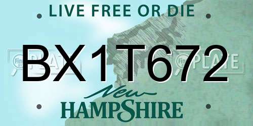 BX1T672 New Hampshire License Plate
