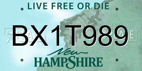 BX1T989 New Hampshire License Plate