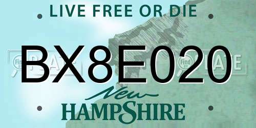 BX8E020 New Hampshire License Plate