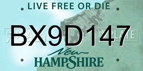BX9D147 New Hampshire License Plate